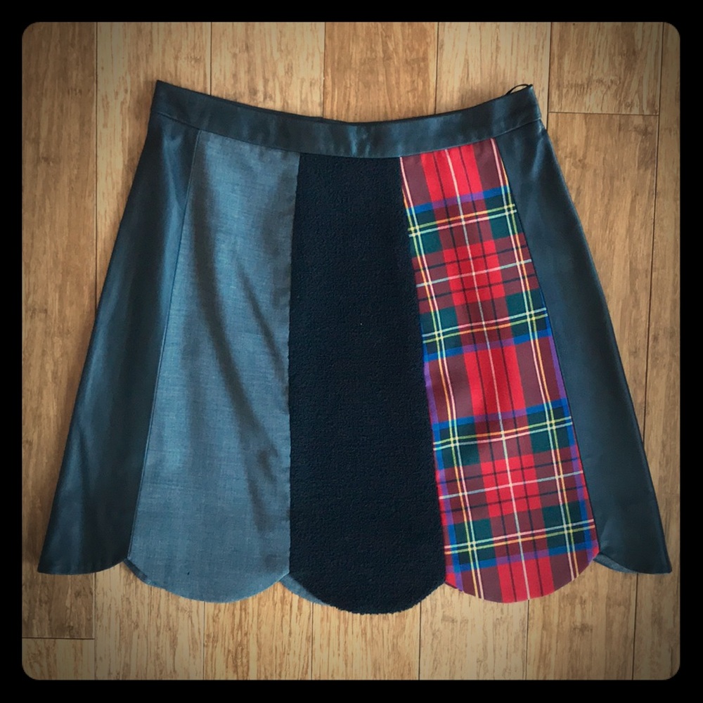 MOSCHINO Cheap AND Chic Leather & Plaid Skirt, 4